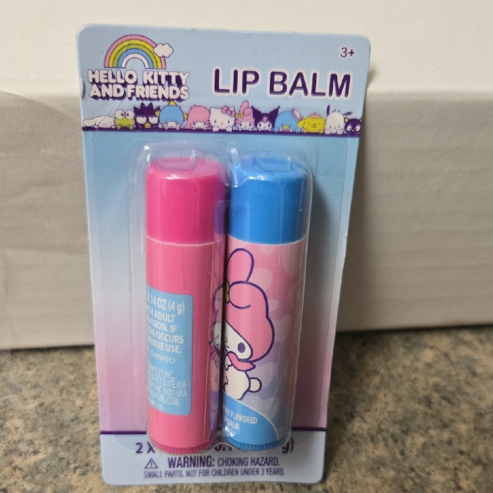 Hello Kitty Lip Balm Duo - Pink and Blue 2 Lip Balm New